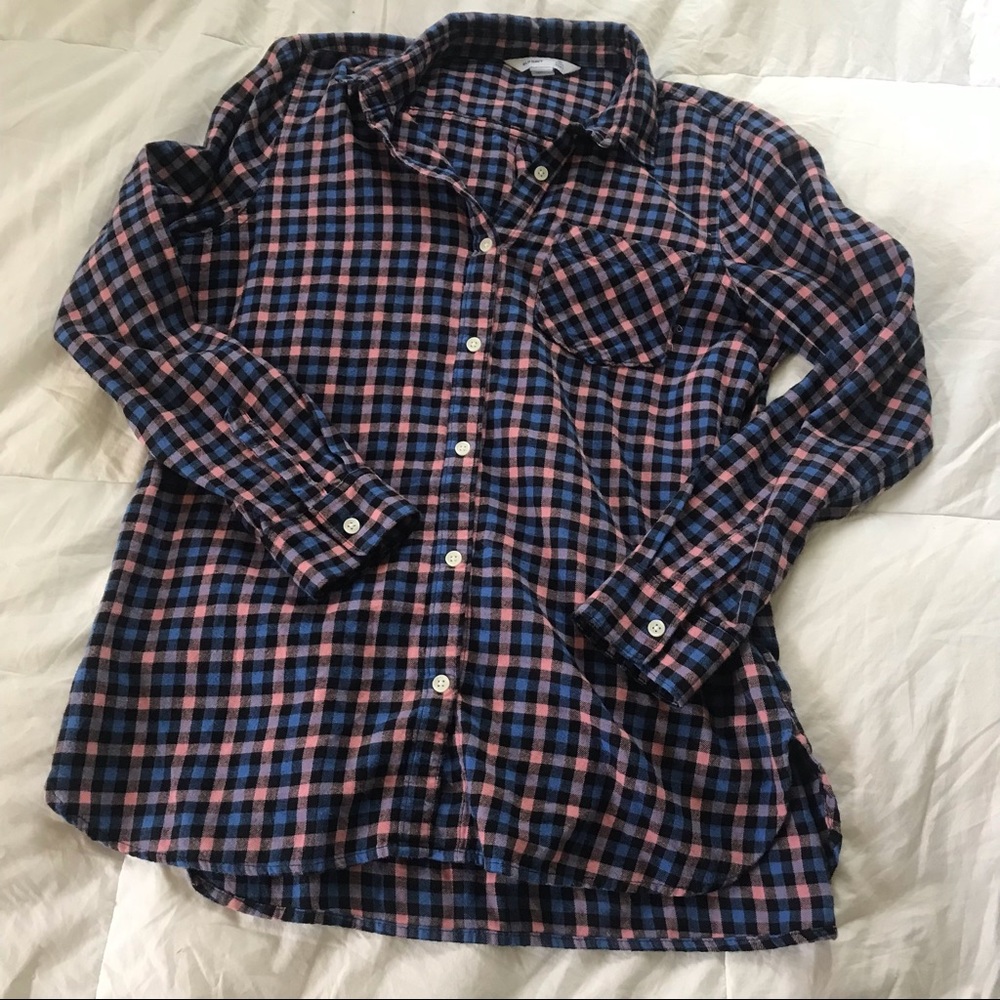 🔴 Old Navy Tunic Length Flannel Button-up Shirt